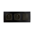 Legrand - Presa doppia domestica e interruttore doppio in serie č. 5 con cornice NILOE 250V nero