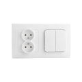 Legrand - Presa doppia domestica e interruttore seriale doppio n. 5 con cornice NILOE STEP 250V bianco