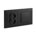 Legrand - Presa doppia domestica e interruttore unipolare con cornice NILOE STEP 250V nera