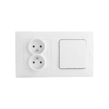 Legrand - Presa doppia domestica e interruttore unipolare n. 1 con cornice NILOE STEP 250V bianco