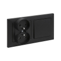 Legrand - Presa doppia domestica e interruttore unipolare n. 1 con cornice SUNO 250V nero