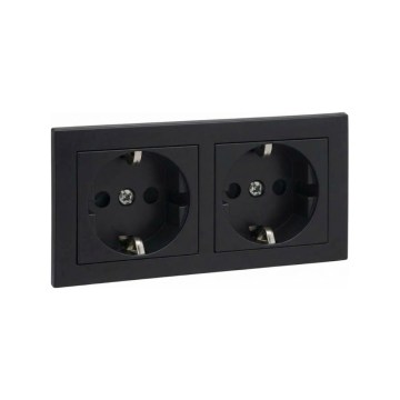 Legrand - Presa doppia domestica SCHUKO con placca SUNO 250V nera