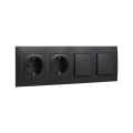 Legrand - Presa doppia domestica SCHUKO e doppio interruttore unipolare n. 1 con cornice NILOE 250V nero