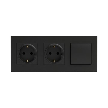 Legrand - Presa doppia domestica SCHUKO e interruttore unipolare n. 1 NILOE STEP 250V nero