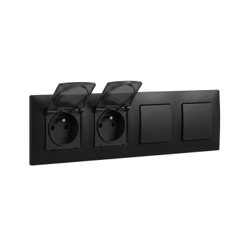 Legrand - Presa doppia esterna e doppio interruttore unipolare n. 1 NILOE 250V nero