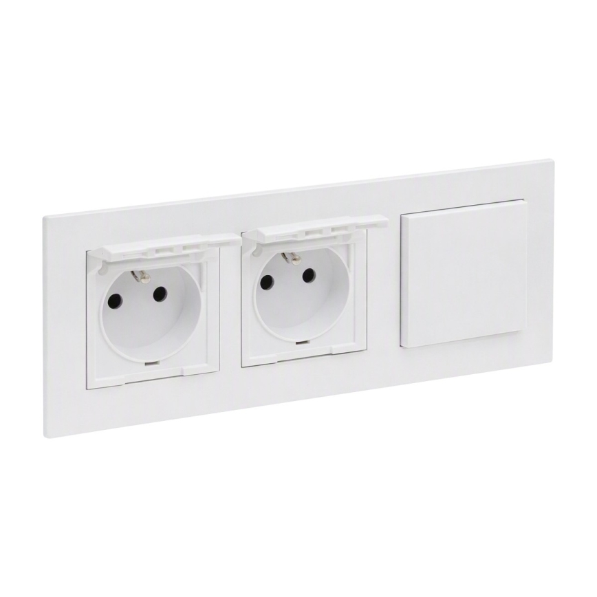 Legrand - Presa doppia esterna per uso domestico e interruttore unipolare n. 1 con cornice NILOE STEP 250V bianca