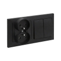 Legrand - presa doppia per uso domestico e doppio interruttore seriale n. 5 con cornice SUNO 250V nero
