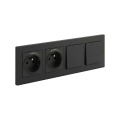 Legrand - Presa doppia per uso domestico e doppio interruttore unipolare n. 1 con placca NILOE STEP 250V nera