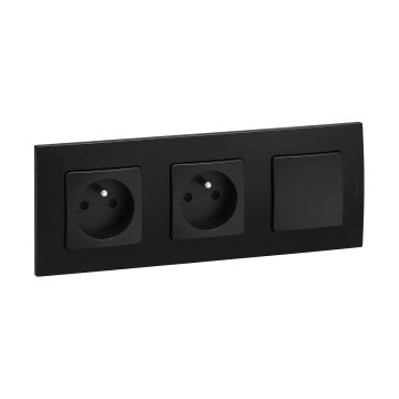 Legrand - Presa doppia per uso domestico e interruttore unipolare n. 1 con cornice NILOE 250V nero