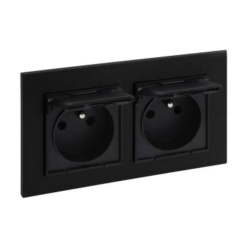 Legrand - Presa esterna doppia per uso domestico con cornice NILOE STEP 250V IP44 nera