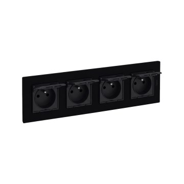 Legrand - Presa esterna quadrupla per uso domestico con cornice NILOE STEP 250V IP44 nera
