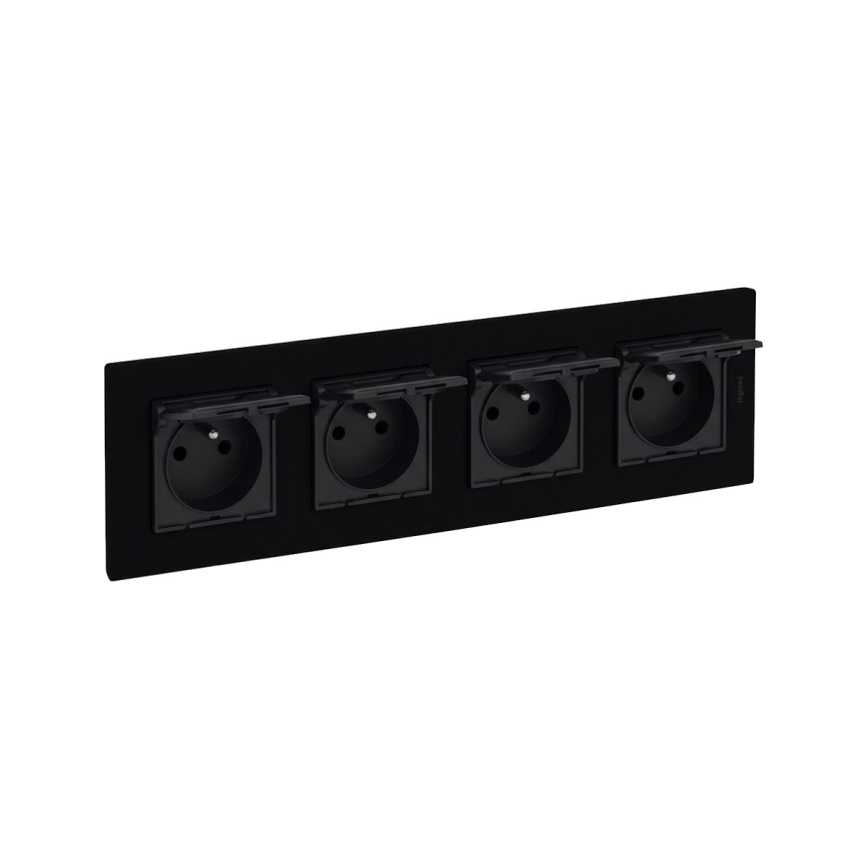 Legrand - Presa esterna quadrupla per uso domestico con cornice NILOE STEP 250V IP44 nera