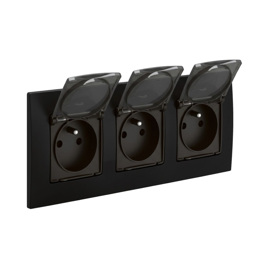 Legrand - Presa tripla da esterno NILOE 250V IP44 nera