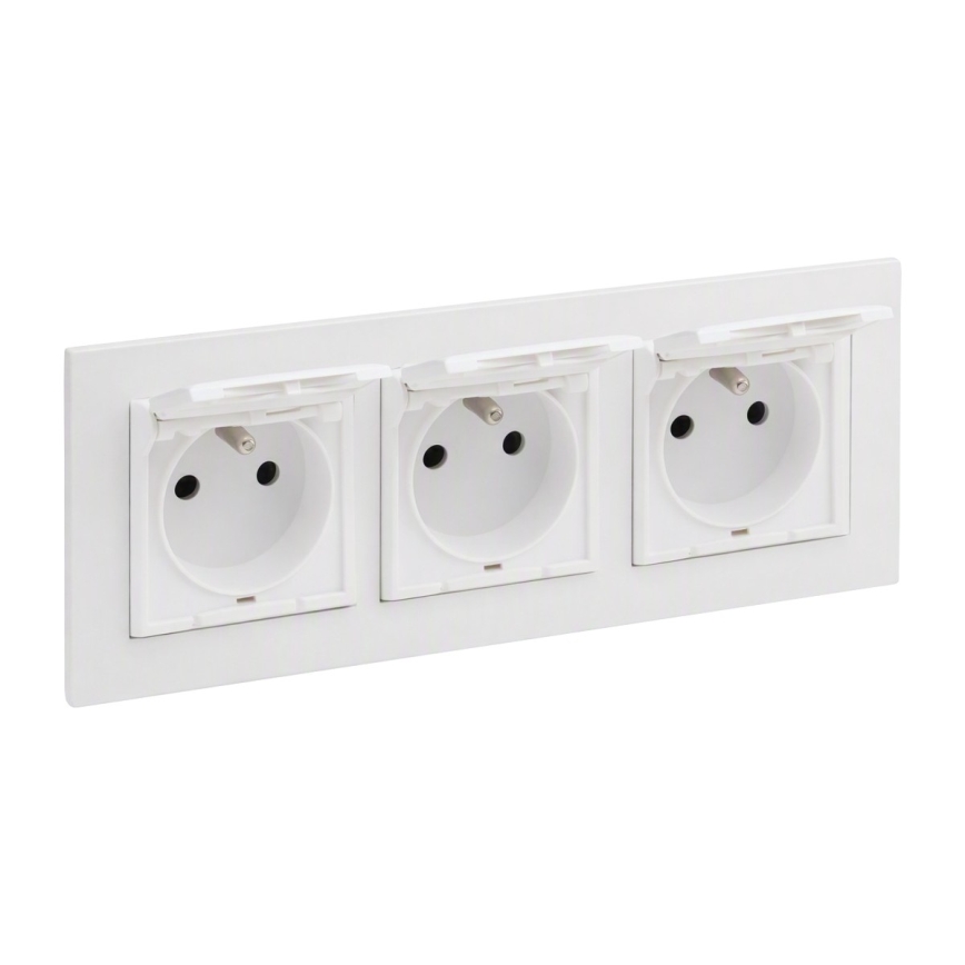 Legrand - Presa tripla da esterno per uso domestico con cornice NILOE STEP 250V IP44 bianca