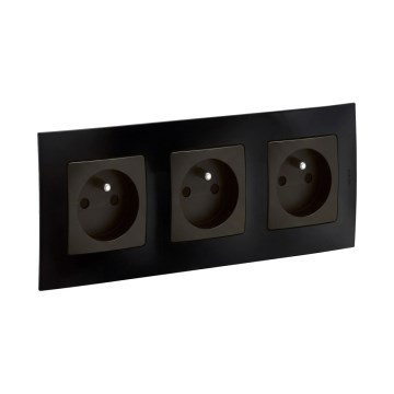 Legrand - Presa tripla domestica con placca NILOE 250V nera