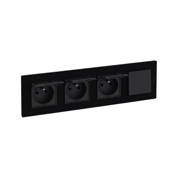 Legrand - Presa tripla domestica e interruttore unipolare n. 1 con cornice NILOE STEP 250V nera