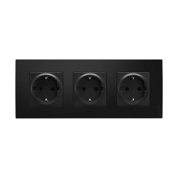 Legrand - Presa tripla domestica SCHUKO con cornice NILOE 250V nera