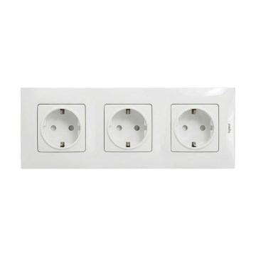 Legrand - Presa tripla domestica SCHUKO con placca NILOE 250 V bianca