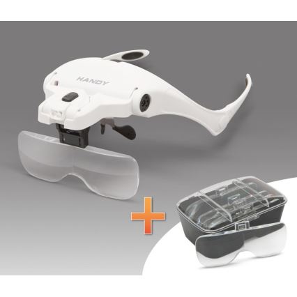 Lente d'ingrandimento per la fronte con illuminazione a LED 3xAAA + set di lenti