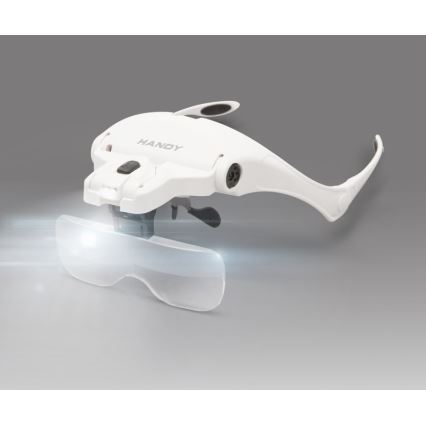 Lente d'ingrandimento per la fronte con illuminazione a LED 3xAAA + set di lenti