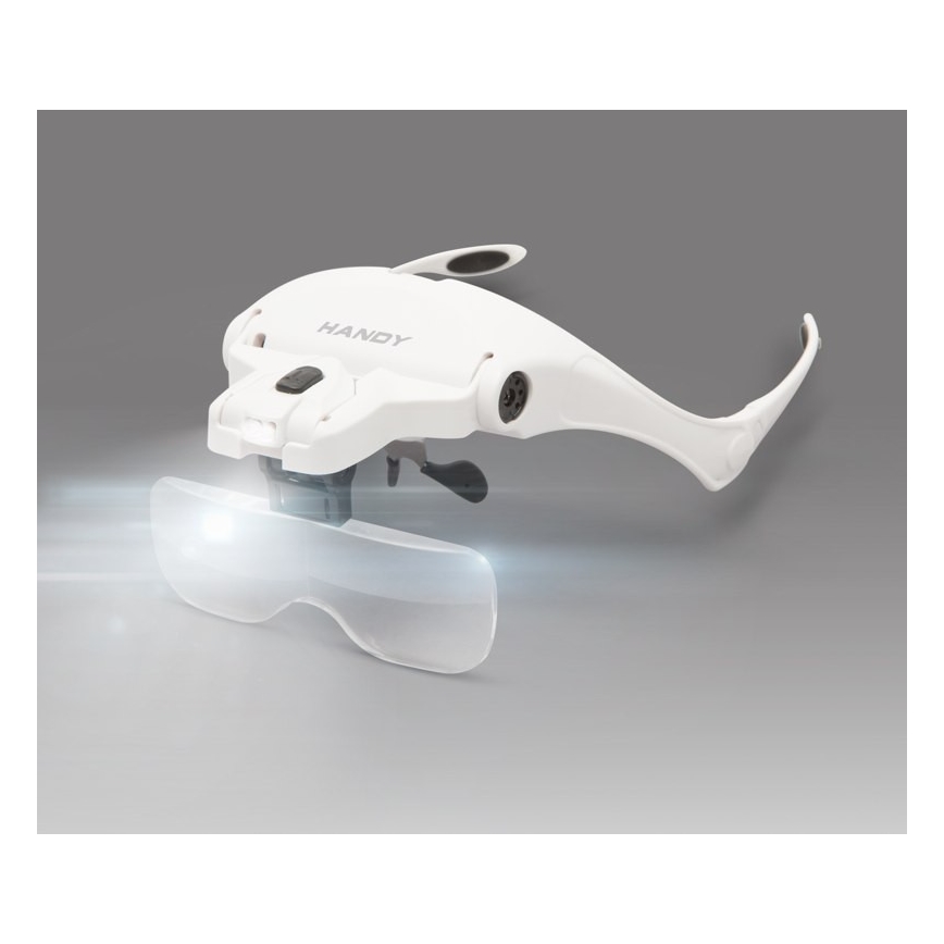 Lente d'ingrandimento per la fronte con illuminazione a LED 3xAAA + set di lenti