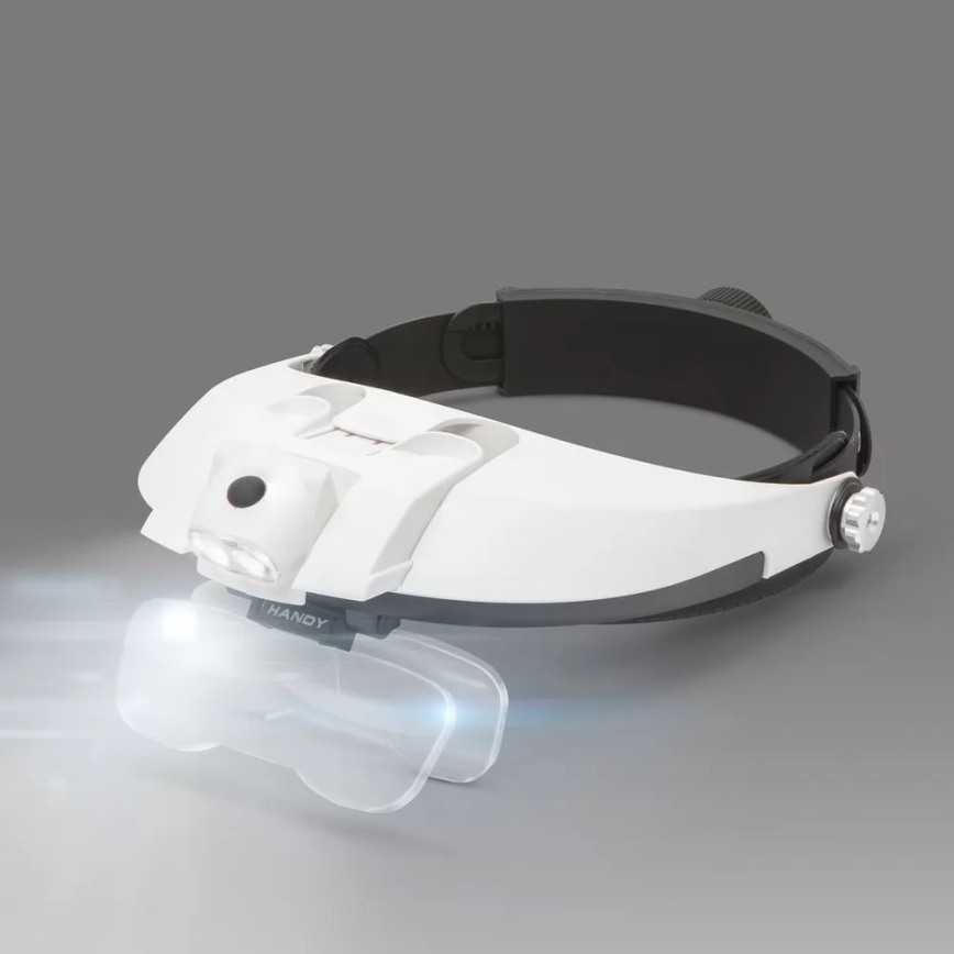 Lente d'ingrandimento per la fronte con illuminazione a LED 3xAAA + set di lenti