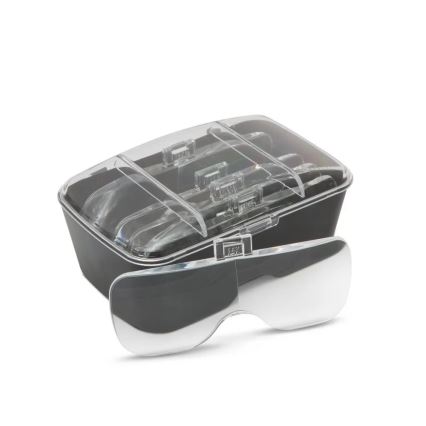 Lente d'ingrandimento per la fronte con illuminazione a LED 3xAAA + set di lenti