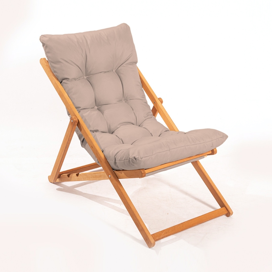 Lettino da giardino beige/faggio