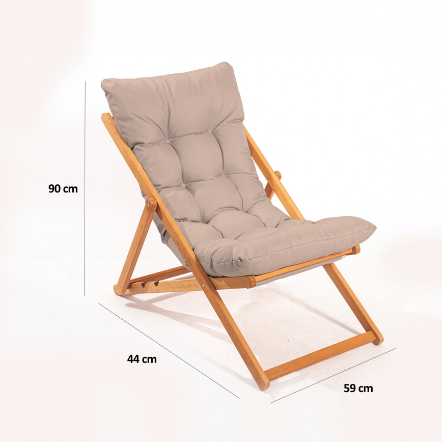 Lettino da giardino beige/faggio