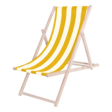 Lettino da giardino giallo/bianco/faggio