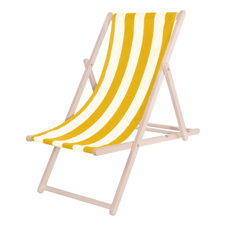 Lettino da giardino giallo/bianco/faggio