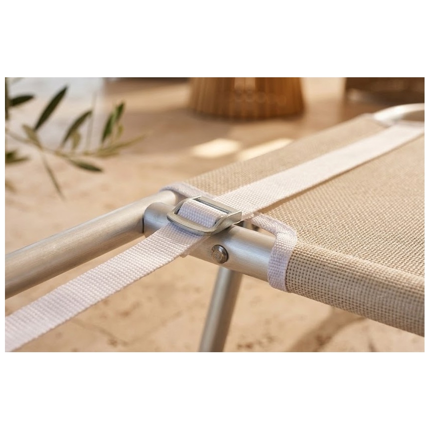 Lettino prendisole pieghevole e reclinabile SUNO 56x190 cm colore crema