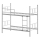 Letto a castello in metallo MAVEN 90x200 cm, bianco, portata 2 x 100 kg