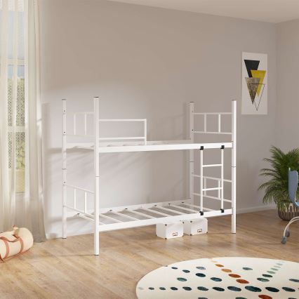 Letto a castello in metallo MAVEN 90x200 cm, bianco, portata 2 x 100 kg