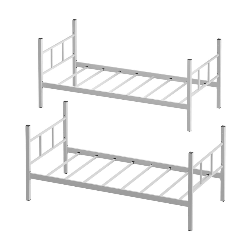 Letto a castello in metallo MAVEN 90x200 cm, bianco, portata 2 x 100 kg
