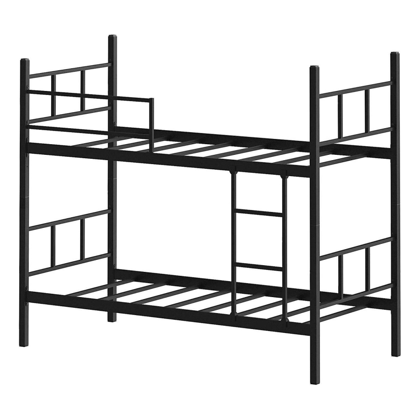 Letto a castello in metallo MAVEN 90x200 cm, nero, portata 2x100 kg