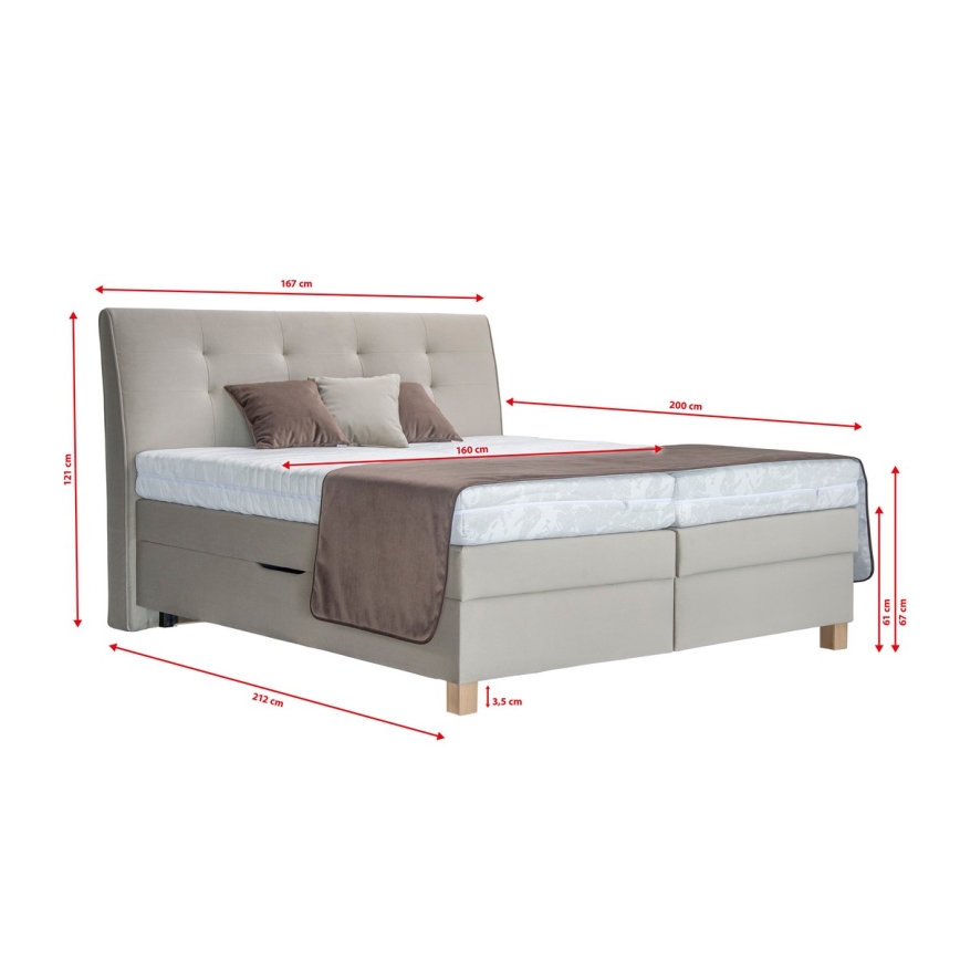Letto a molle con materasso BEA 160x200 cm beige