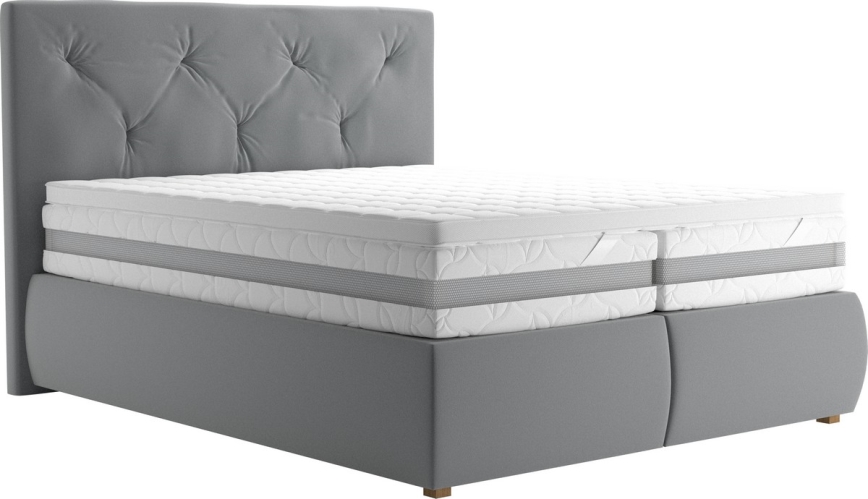 Letto a molle con materasso e topper ELEN 160x200 cm grigio