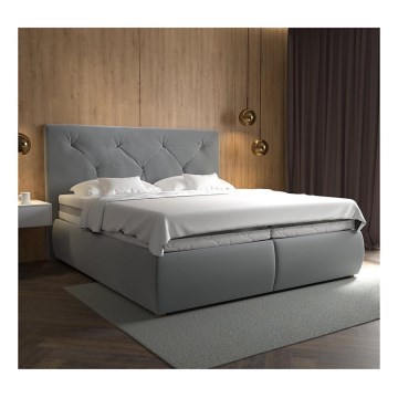 Letto a molle con materasso e topper ELEN 180x200 cm grigio
