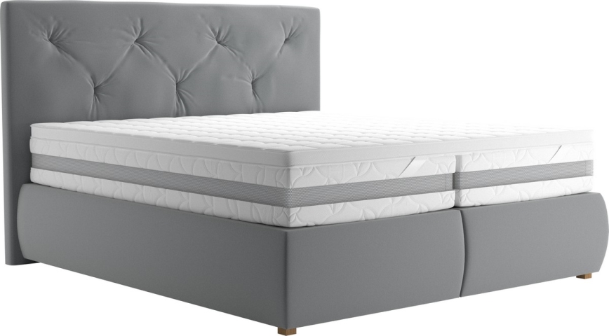 Letto a molle con materasso e topper ELEN 180x200 cm grigio