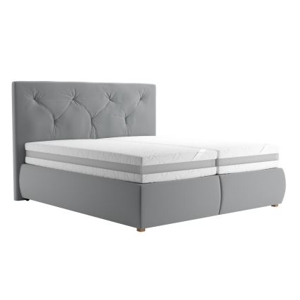 Letto a molle con materasso e topper ELEN 180x200 cm grigio