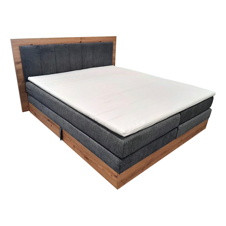 Letto a molle insacchettate con materassi e topper e contenitore JASMINE 180x200 cm grigio