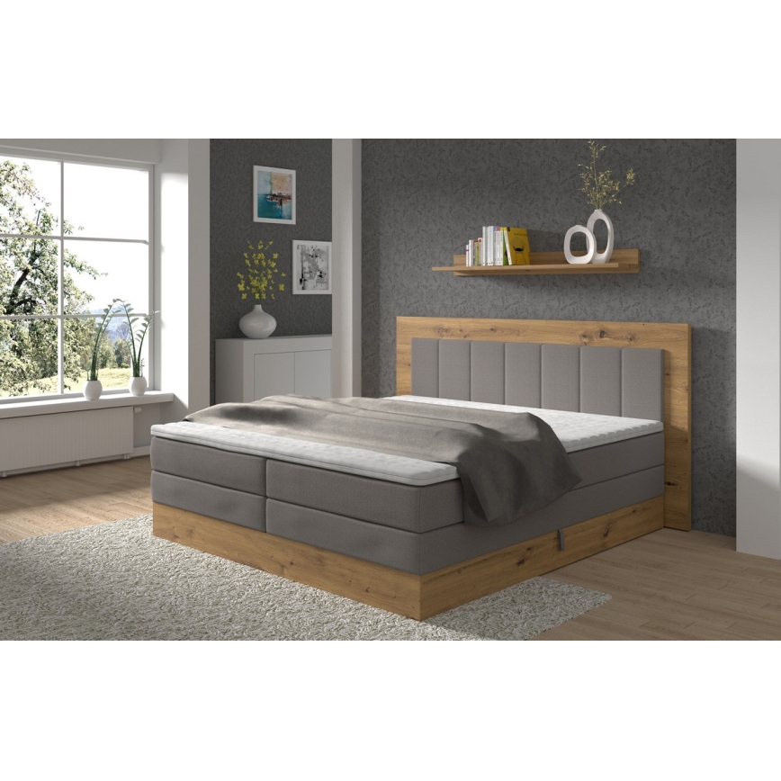 Letto a molle insacchettate con materassi e topper e contenitore JASMINE 180x200 cm grigio
