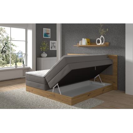 Letto a molle insacchettate con materassi e topper e contenitore JASMINE 180x200 cm grigio