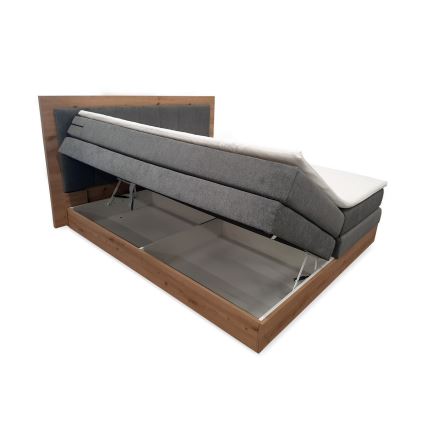 Letto a molle insacchettate con materassi e topper e contenitore JASMINE 180x200 cm grigio
