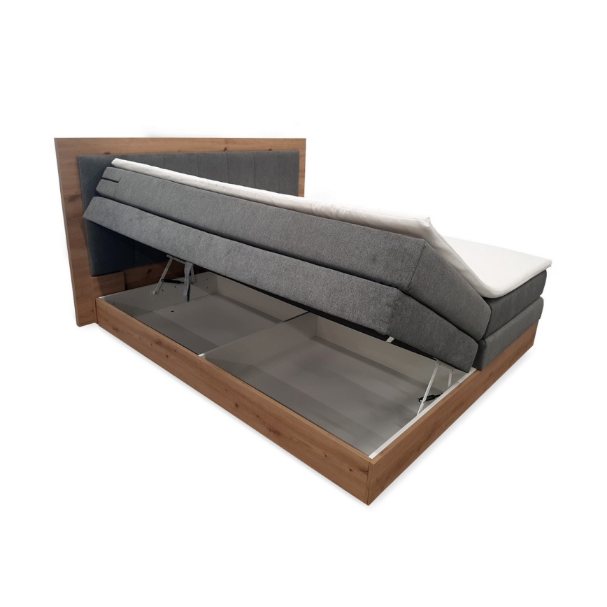Letto a molle insacchettate con materassi e topper e contenitore JASMINE 180x200 cm grigio