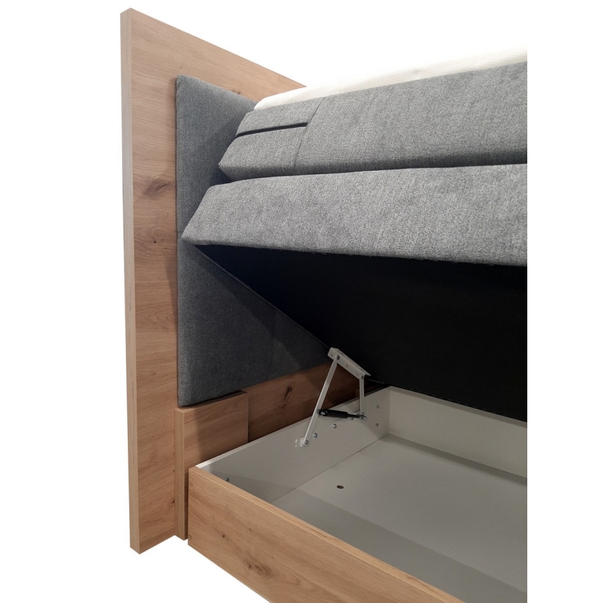 Letto a molle insacchettate con materassi e topper e contenitore JASMINE 180x200 cm grigio