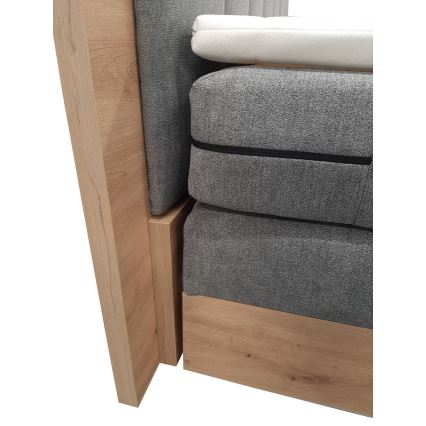Letto a molle insacchettate con materassi e topper e contenitore JASMINE 180x200 cm grigio