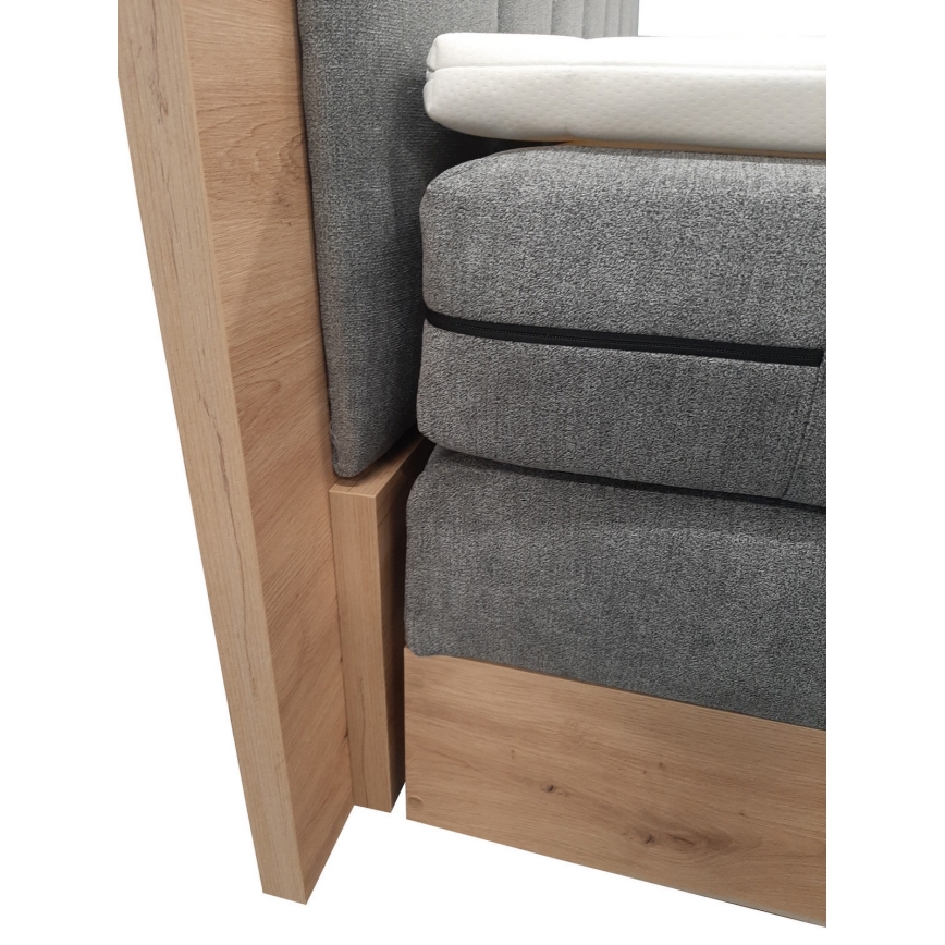 Letto a molle insacchettate con materassi e topper e contenitore JASMINE 180x200 cm grigio