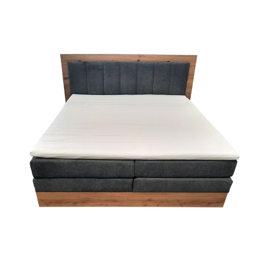 Letto a molle insacchettate con materassi e topper e contenitore JASMINE 180x200 cm grigio